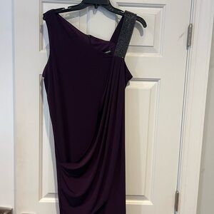 Karina Grimaldi Plum One Shoulder Sheath Dress